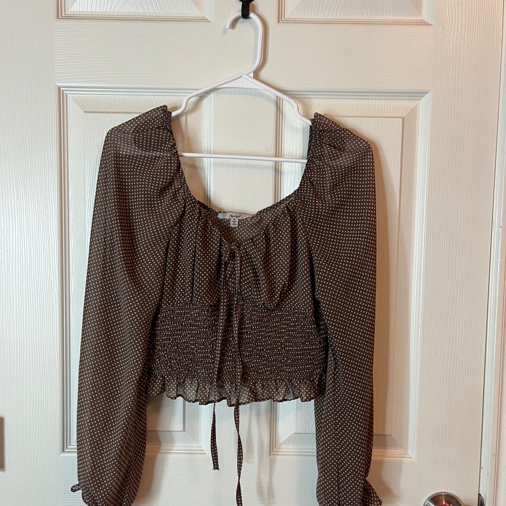 Papaya Brown Polka Dot Blouse